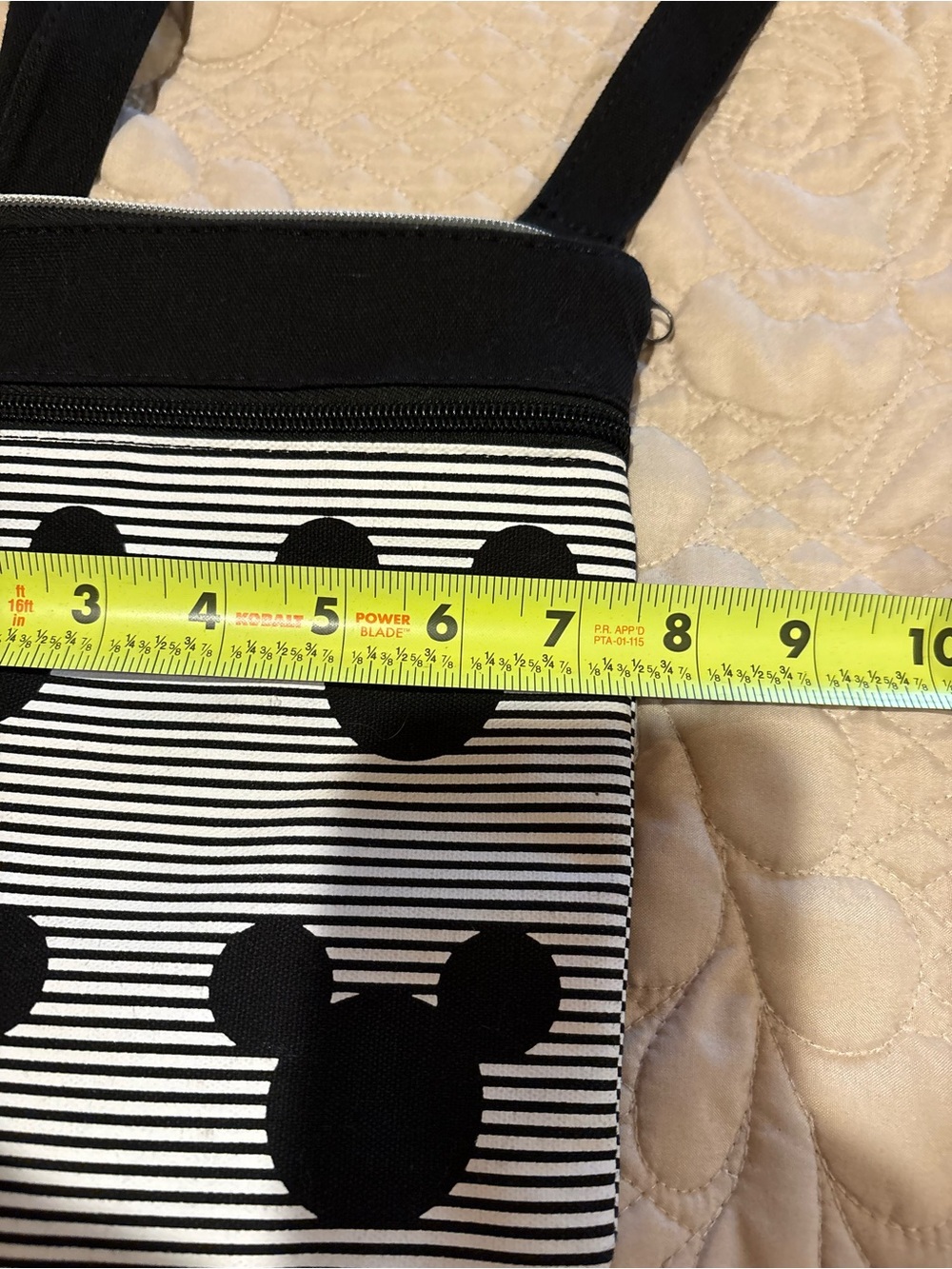 Authentic Disney Parks Mickey Mouse Black & White Striped Crossbody Bag - Picture 11 of 15